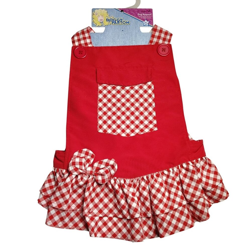 Doggy Parton Dog XL Red and White Gingham Pet Dress